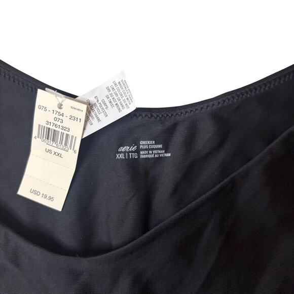 Aerie Black High Cut Cheeky Bikini Bottom XXL NWT Swim Minimal Coverage - Picture 4 of 5